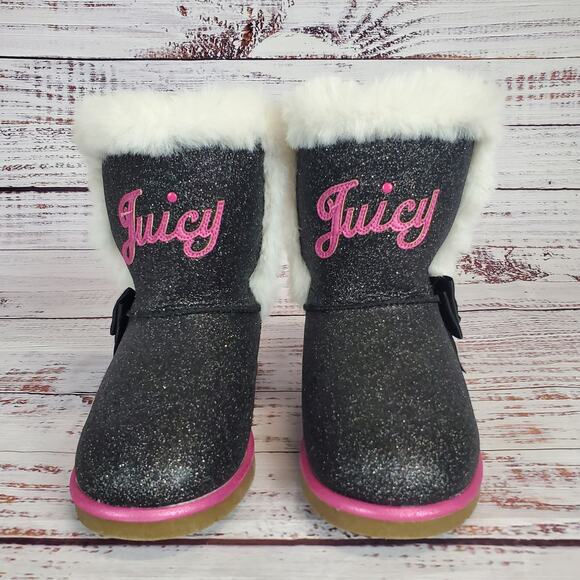 Juicy Couture Little Girl's Cachet Place Boots Size 2 Sparkle Fuzzy Trim Kidcore - Picture 4 of 10